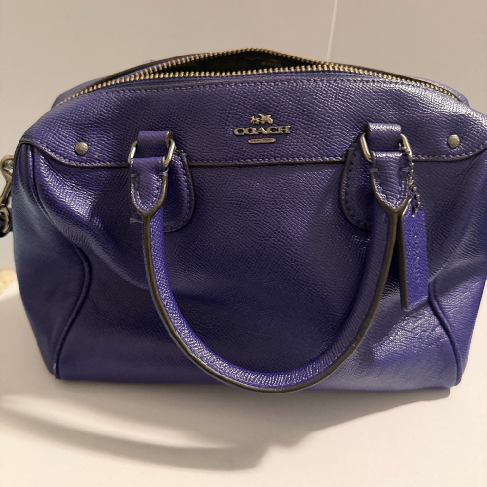 COACH Boston Bag Purple Leather VGUC